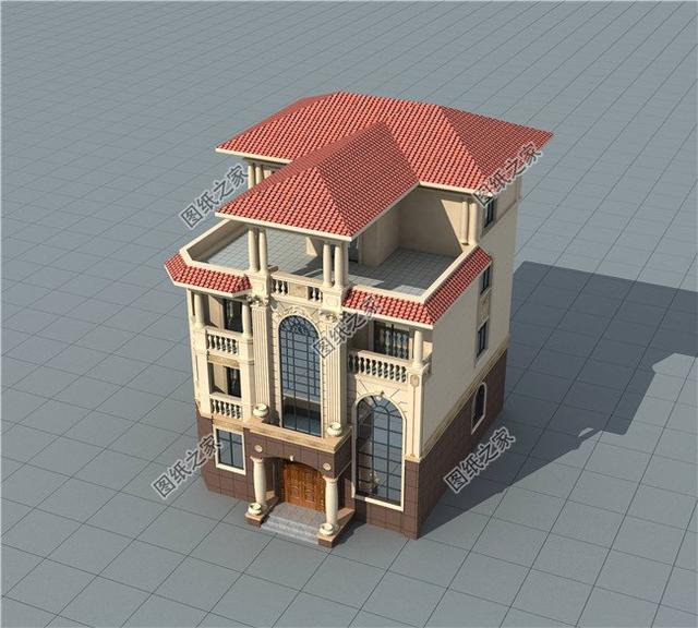 三開間四層農村別墅外觀圖，遠離城市喧囂，兒女都不想回城里了