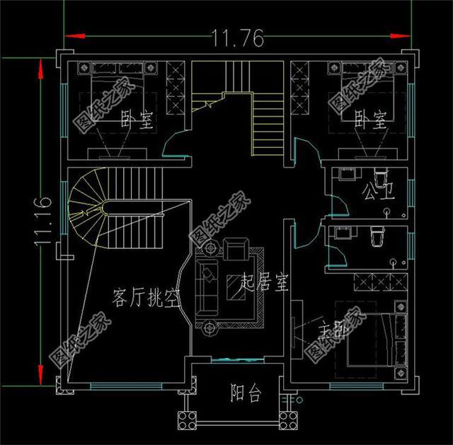 新農(nóng)村135平米三層洋樓效果圖，款式時髦，人見人愛的好戶型