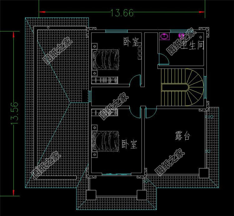 兩層半小洋樓房設(shè)計圖三層布局圖
