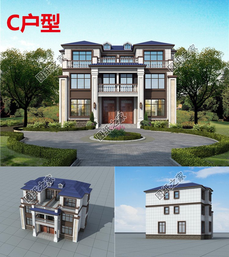 三層雙拼別墅設計圖效果圖