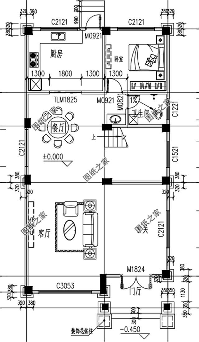 歐式風格三層小洋樓外觀圖，外觀很漂亮，符合農村住宅的設計