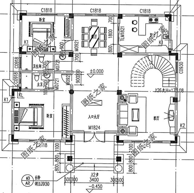 歐式風格三層小洋樓外觀圖，外觀很漂亮，符合農村住宅的設計
