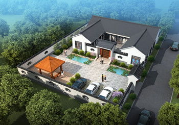 農(nóng)村中式一層合院別墅設(shè)計(jì)圖，帶小院子規(guī)劃設(shè)計(jì)