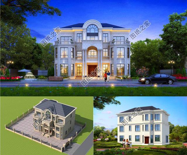 五開(kāi)間三層樓房設(shè)計(jì)圖，大戶型別墅，超級(jí)氣派，含全套施工圖