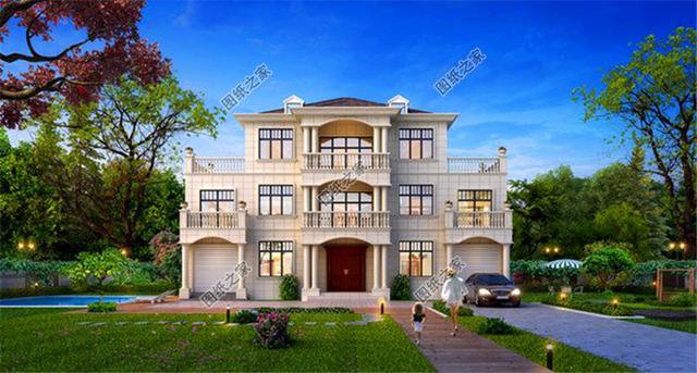 五開(kāi)間三層樓房設(shè)計(jì)圖，大戶型別墅，超級(jí)氣派，含全套施工圖