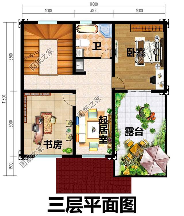 面寬11米三層別墅設計圖，帶超大露臺，第三棟人見人愛
