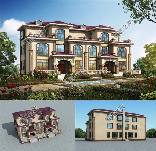 2024年歐式最新雙拼自建房屋設計，外觀精致有棱有角，一眼就愛上