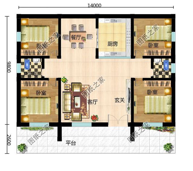 進深10米開間15米左右的一層平房，空間足，真想擁有一套