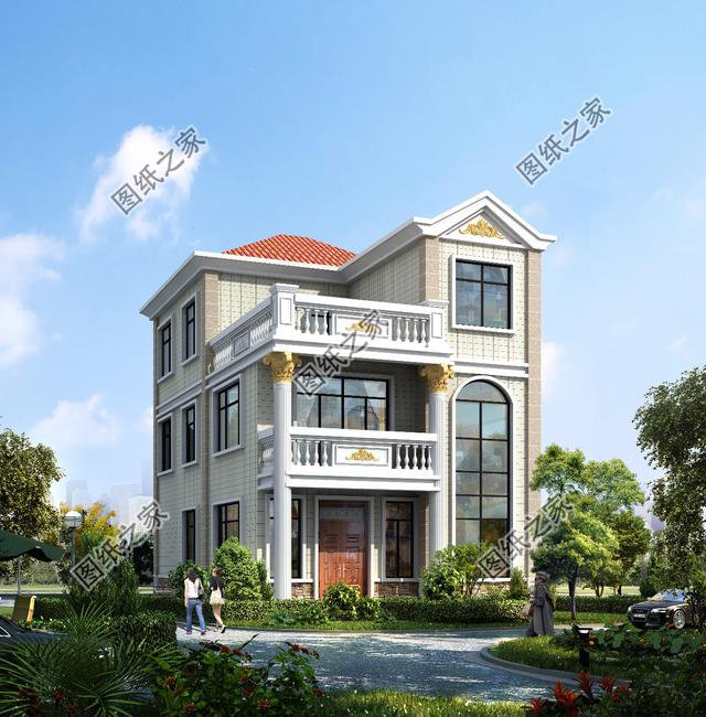 農(nóng)村三層帶羅馬柱的房屋圖片，準備在農(nóng)村建房的有福了，建房參考