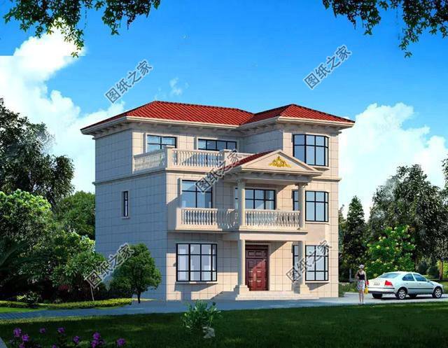 農(nóng)村三層帶羅馬柱的房屋圖片，準備在農(nóng)村建房的有福了，建房參考