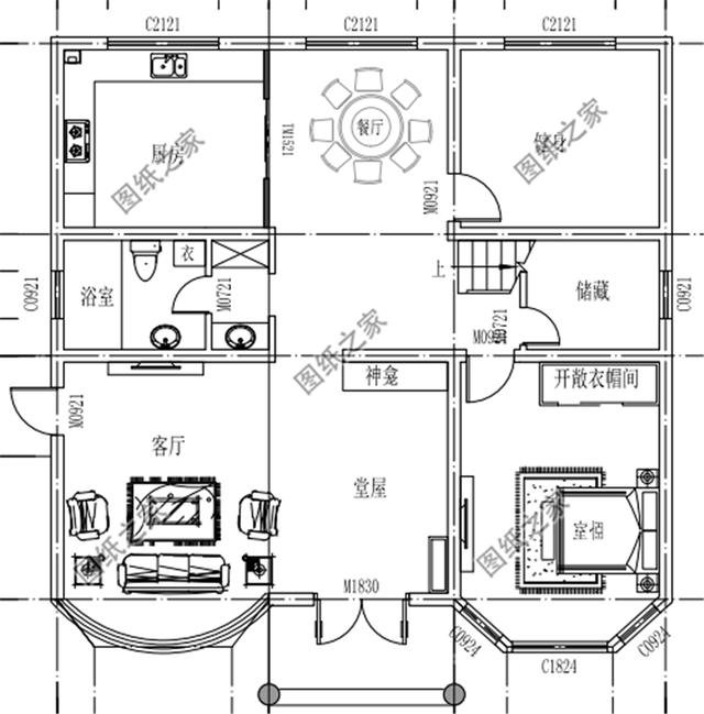 復(fù)式四層自建房戶型圖，氣派又驚艷，第一眼就喜歡上了