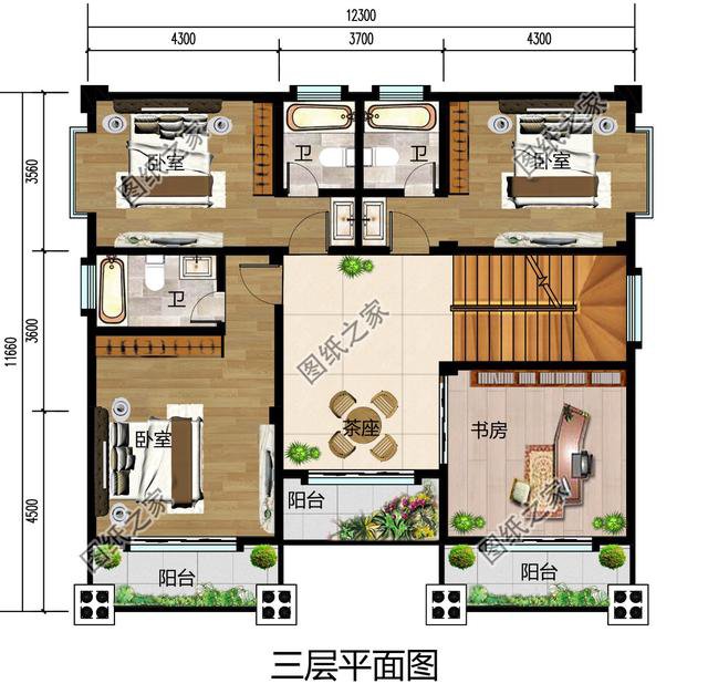復(fù)式四層自建房戶型圖，氣派又驚艷，第一眼就喜歡上了