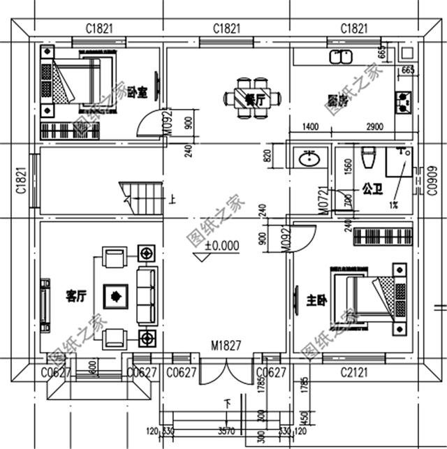 開間12米農(nóng)村建房圖，戶型方正布局合理，成為了建房主潮流