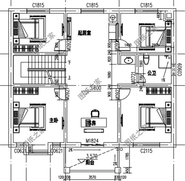 開間12米農(nóng)村建房圖，戶型方正布局合理，成為了建房主潮流