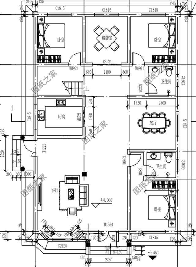 農(nóng)村復(fù)式二層別墅設(shè)計圖，圖紙簡單老爸都能看得懂，看完收藏了