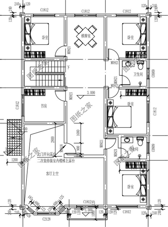 農(nóng)村復(fù)式二層別墅設(shè)計圖，圖紙簡單老爸都能看得懂，看完收藏了