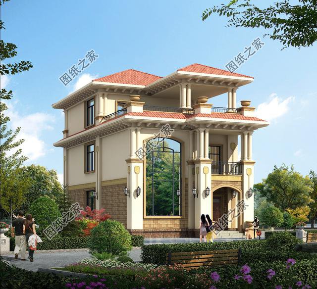 小開間大進深的農(nóng)村別墅外觀圖，宅基地不規(guī)則的也可以這樣建