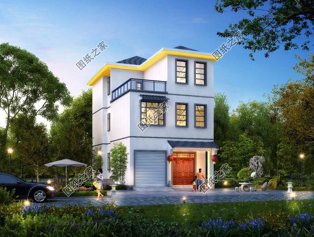 小開間大進深的農(nóng)村別墅外觀圖，宅基地不規(guī)則的也可以這樣建