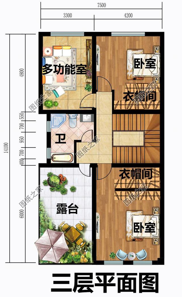 小開間大進深的農(nóng)村別墅外觀圖，宅基地不規(guī)則的也可以這樣建