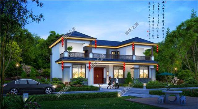 中式二層別墅設(shè)計圖，對稱設(shè)計，最有品味的住宅