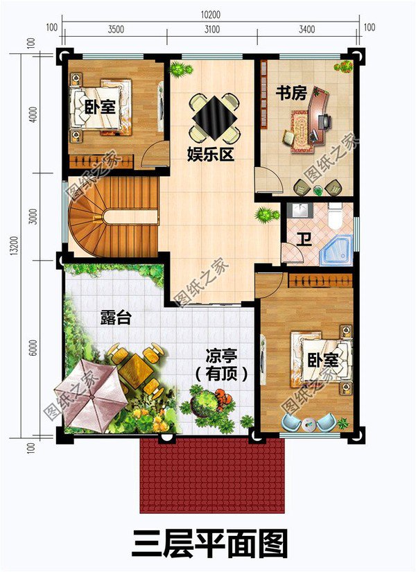 農(nóng)村三層復(fù)式樓房設(shè)計(jì)圖，挑高客廳，公認(rèn)的農(nóng)村好戶型