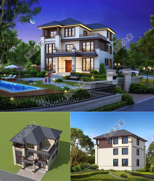 鄉(xiāng)村建170平到180平左右的三層別墅，大露臺設(shè)計，氣派不氣派