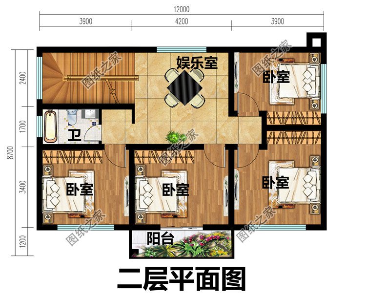 二層平頂別墅設(shè)計(jì)圖
