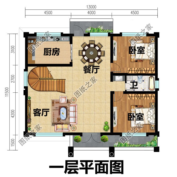 兩層半30萬農(nóng)村自建房別墅設(shè)計圖