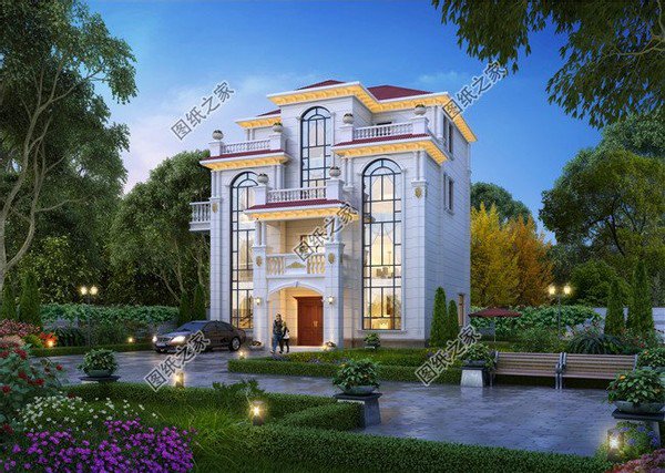 四層漂亮樓房，居住和娛樂完美結(jié)合，洋氣的經(jīng)典之作