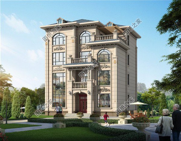 四層漂亮樓房，居住和娛樂完美結(jié)合，洋氣的經(jīng)典之作