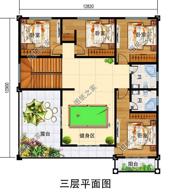 農(nóng)村165平三層別墅戶型圖，品位提升，主體造價(jià)均不超過(guò)25萬(wàn)