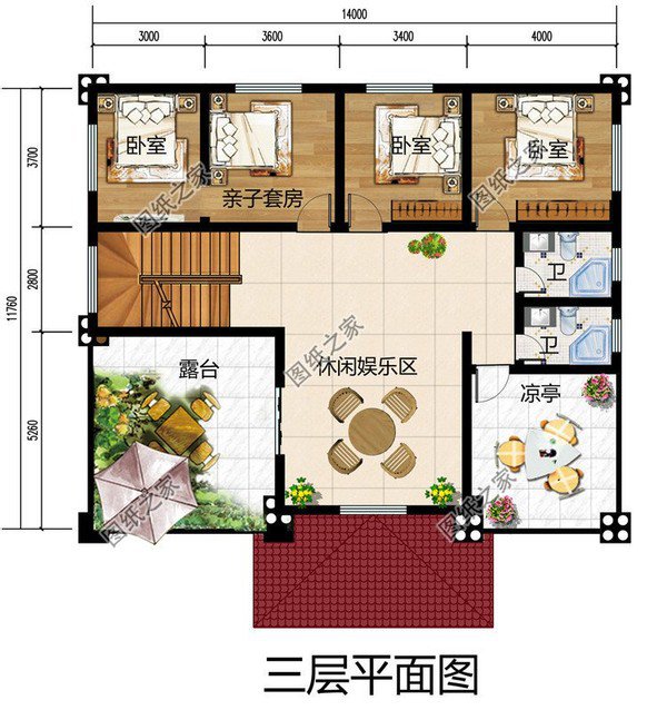 農(nóng)村165平三層別墅戶型圖，品位提升，主體造價(jià)均不超過(guò)25萬(wàn)