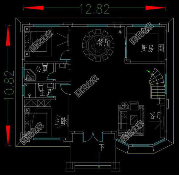 建房子三層樓設計圖，占地面積不大，第三款旋轉(zhuǎn)樓梯設計
