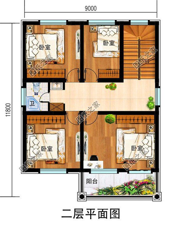 建房子三層樓設計圖，占地面積不大，第三款旋轉(zhuǎn)樓梯設計