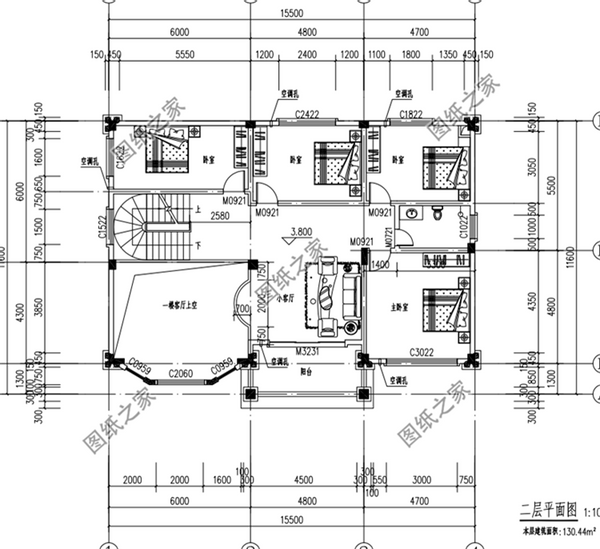 160平米左右二層樓房設(shè)計(jì)圖，戶型大氣布局合理，人口再多也住得下