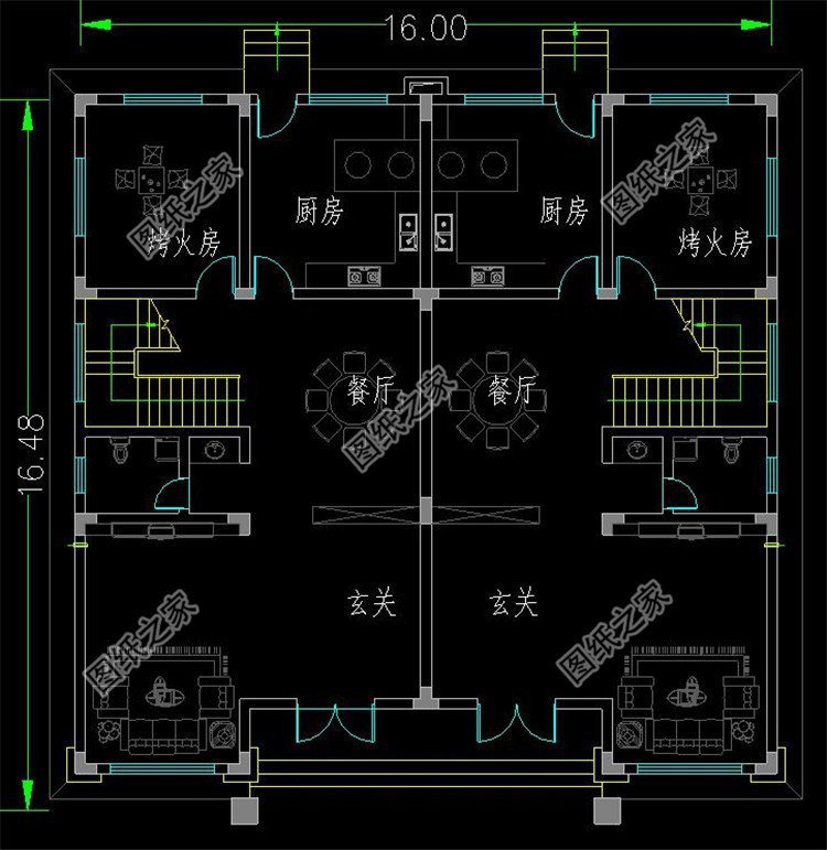 兩戶四間自建房設(shè)計(jì)圖，不怕家里面積小，雙拼別墅照樣建