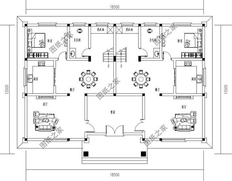 農(nóng)村兄弟雙拼戶型設計圖，適合兄弟一起建房，親戚看了都說太漂亮