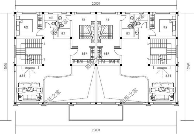 農(nóng)村兄弟雙拼戶型設計圖，適合兄弟一起建房，親戚看了都說太漂亮
