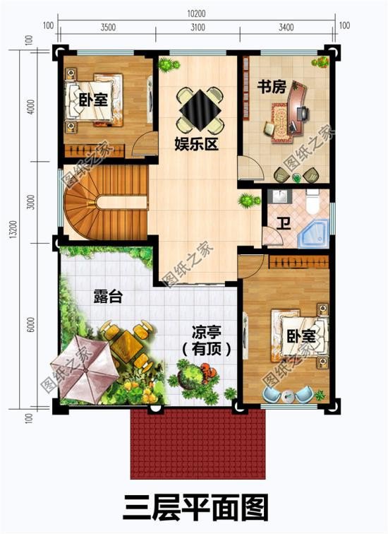 農(nóng)村三層樓房戶型圖，戶型方正舒適，看完趕快收藏圖紙