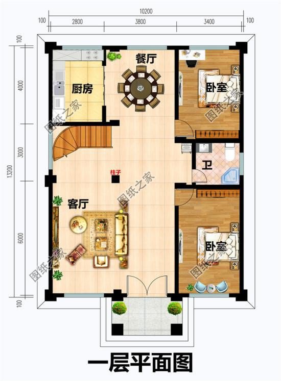 農(nóng)村三層樓房戶型圖，戶型方正舒適，看完趕快收藏圖紙