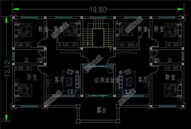 農(nóng)村二層雙拼別墅戶型圖，兄弟心齊，家庭和睦