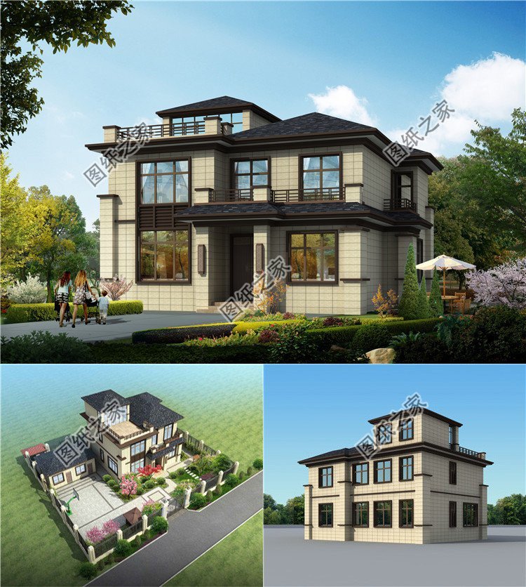 二層半帶露臺(tái)自建房圖片，占地適中，一家人住正好