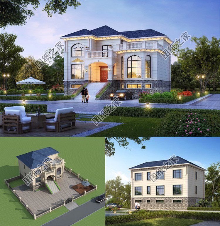 二層半帶露臺(tái)自建房圖片，占地適中，一家人住正好