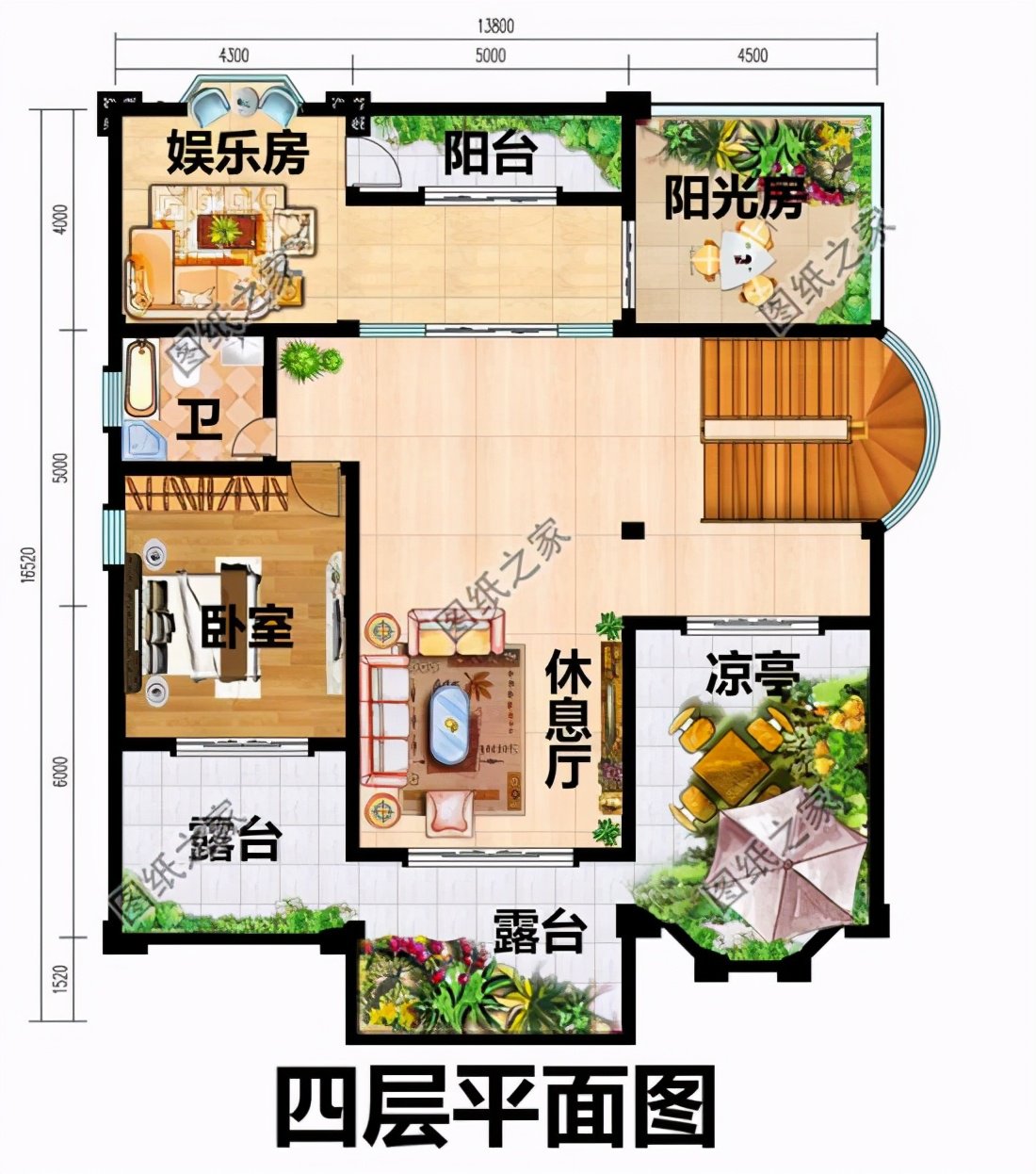 帶大陽臺四層樓房設(shè)計圖，意想不到的豪華大氣，這樣的房子值得擁有