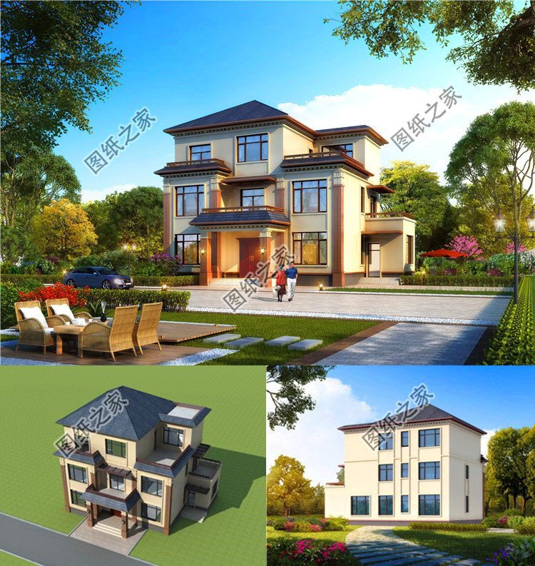 四開(kāi)間三層別墅設(shè)計(jì)圖，農(nóng)村建一棟超有面子，你還在等什么呢？