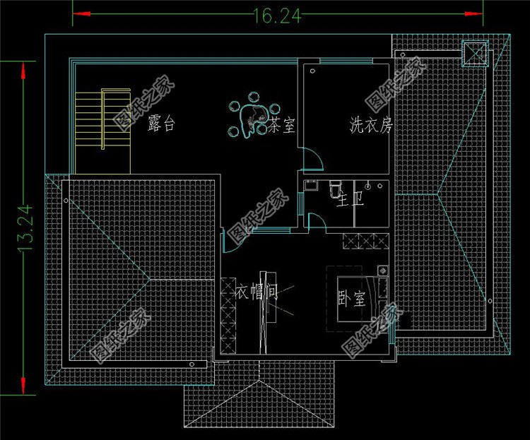 160平歐式二層別墅設(shè)計(jì)圖二層布局圖