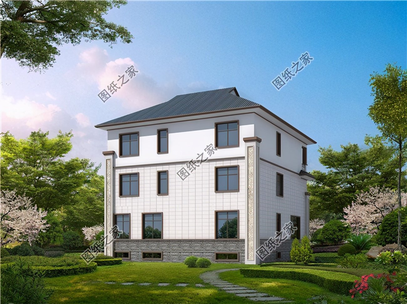 新中式三層別墅自建圖，回村蓋起來，低調(diào)沉穩(wěn)有內(nèi)涵