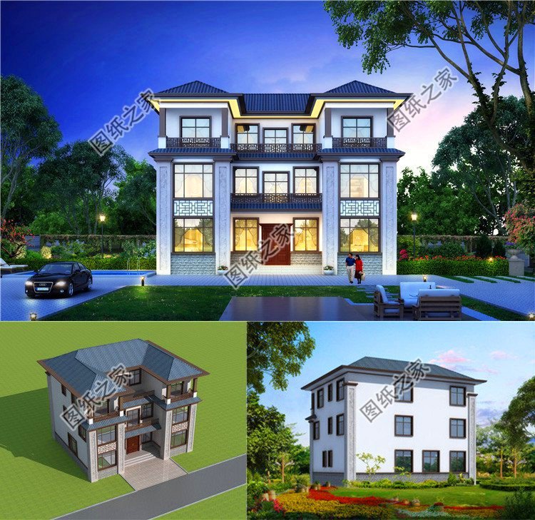 簡單大氣農村150平米三層樓房外觀效果圖，美觀實用還省錢