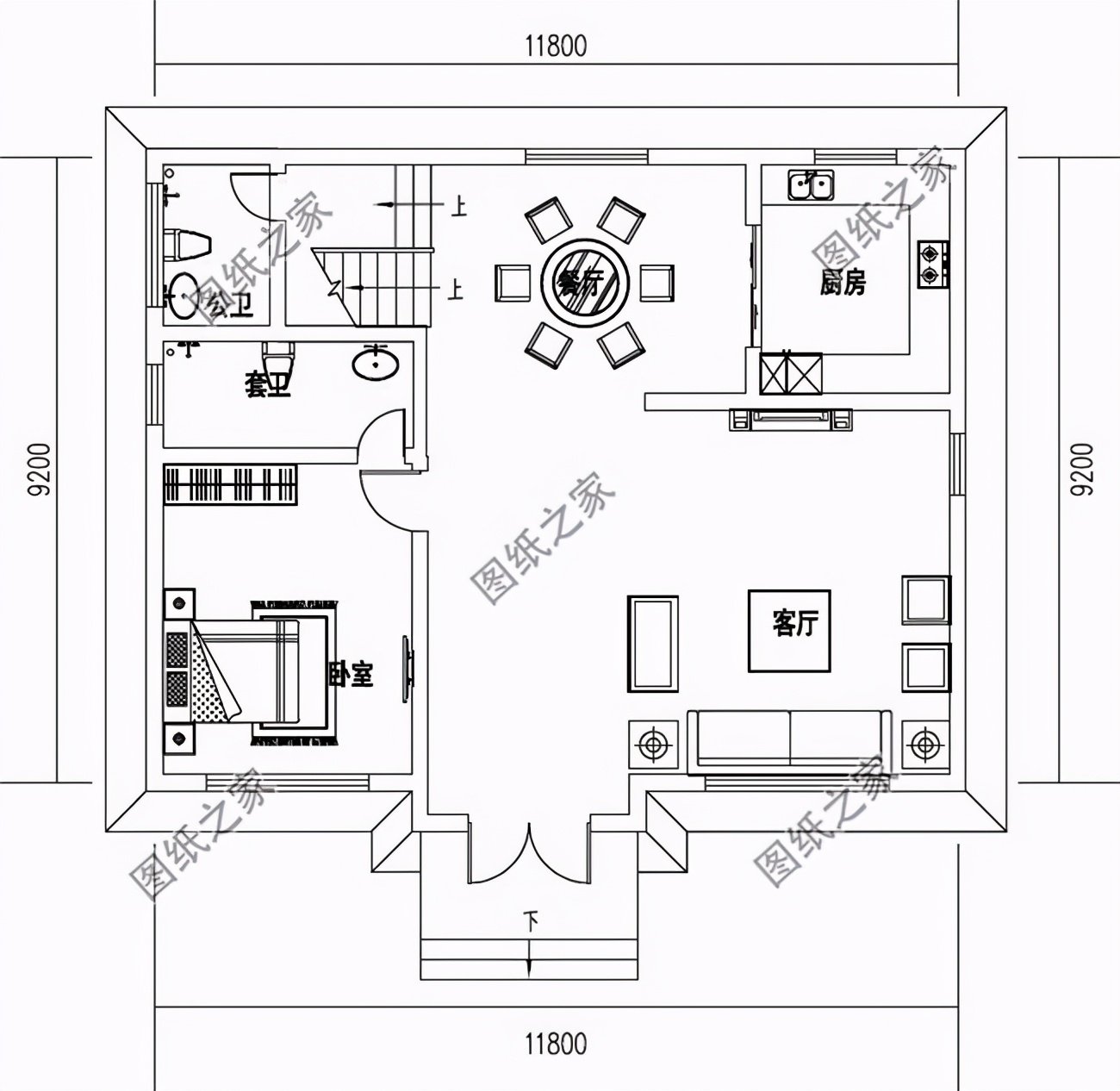 11x9米二層自建房設(shè)計圖，干凈大氣，值得擁有