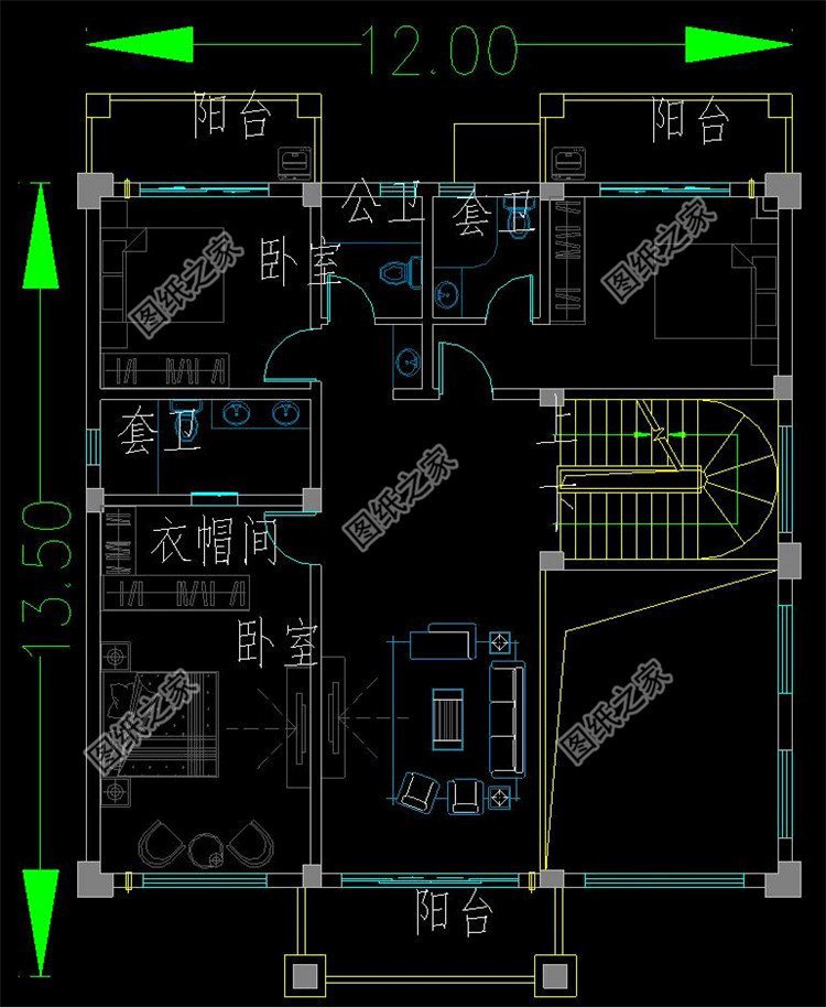農(nóng)村三層帶陽(yáng)臺(tái)別墅設(shè)計(jì)圖，戶型通透采光好，不錯(cuò)的建房選擇